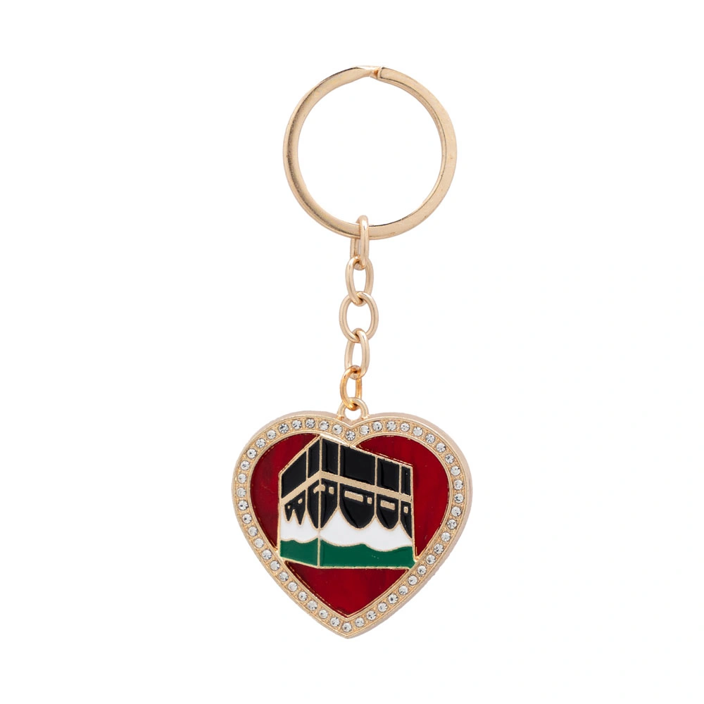 DİĞER - Kabe Motif Anahtarlık, Kalpli (Bordo)