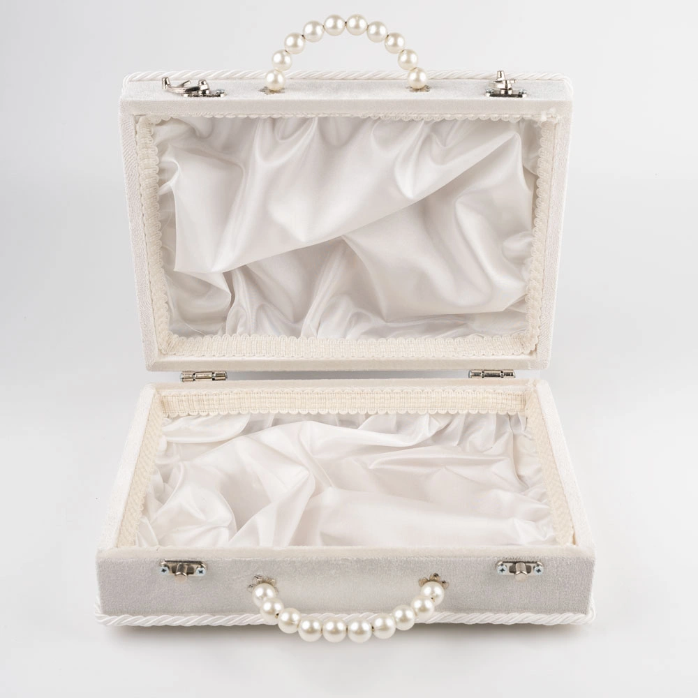 Kadife Sandık Çeyizlik Kuran Kutusu (Beyaz, İçi Boş Kutu) - Thumbnail