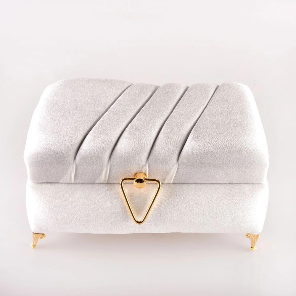 Kadife Sandık Çeyizlik Kuran Kutusu, Çizgili (Beyaz, İçi Boş Kutu)