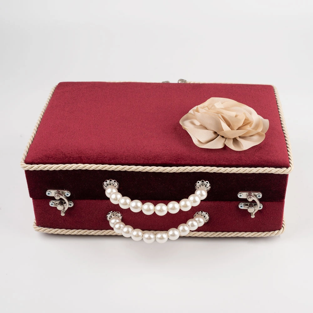 Kadife Sandık Çeyizlik Kuran Kutusu (Bordo, İçi Boş Kutu)