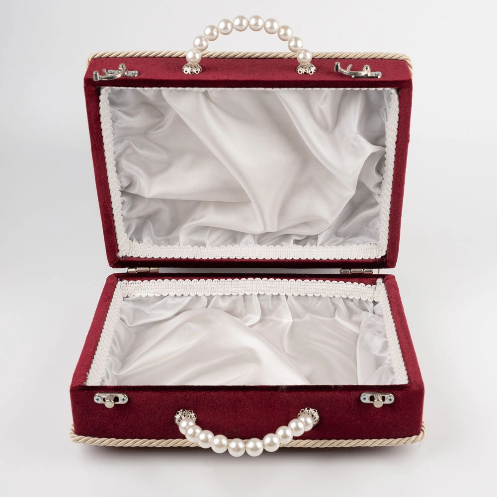 Kadife Sandık Çeyizlik Kuran Kutusu (Bordo, İçi Boş Kutu)