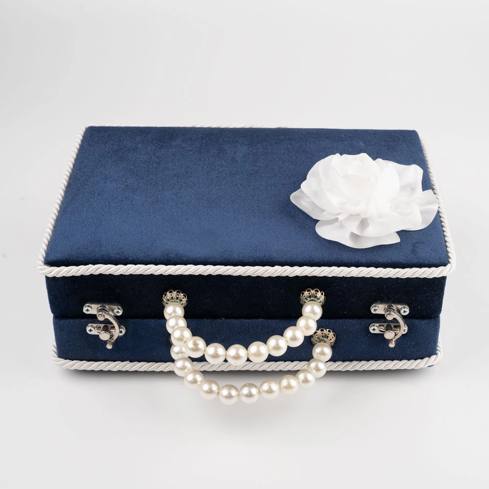 Kadife Sandık Çeyizlik Kuran Kutusu (Lacivert, İçi Boş Kutu) - Thumbnail