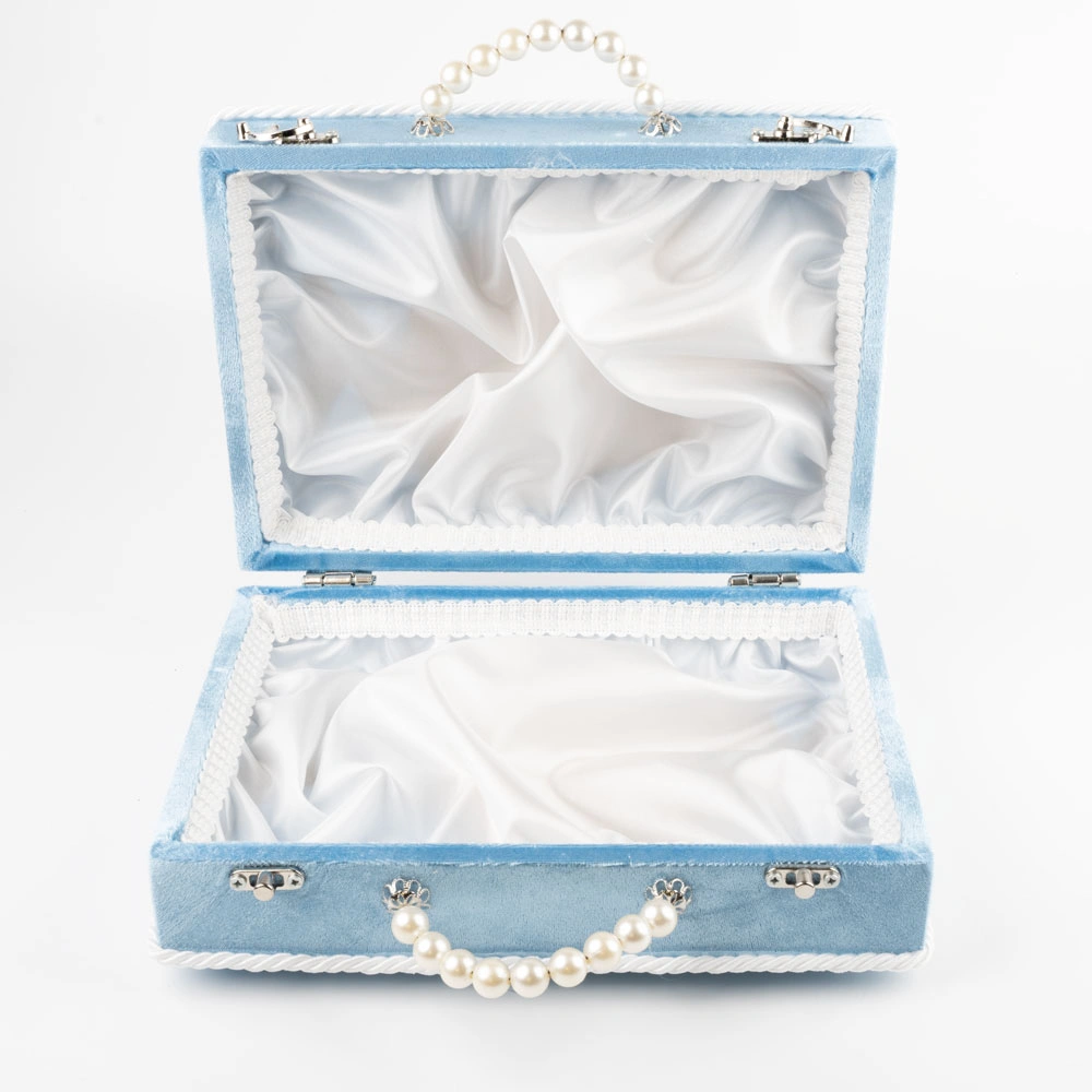 Kadife Sandık Çeyizlik Kuran Kutusu (Mavi, İçi Boş Kutu) - Thumbnail