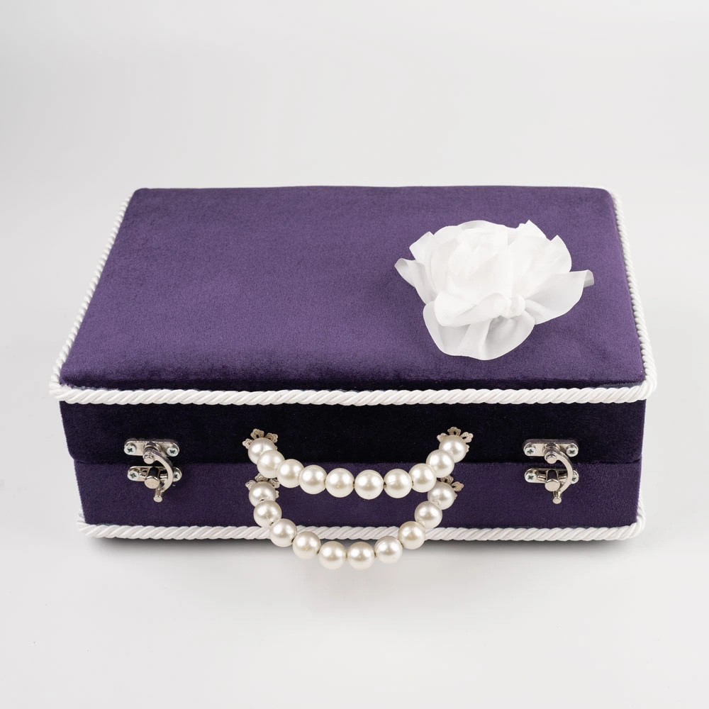 Kadife Sandık Çeyizlik Kuran Kutusu (Mor, İçi Boş Kutu) - Thumbnail