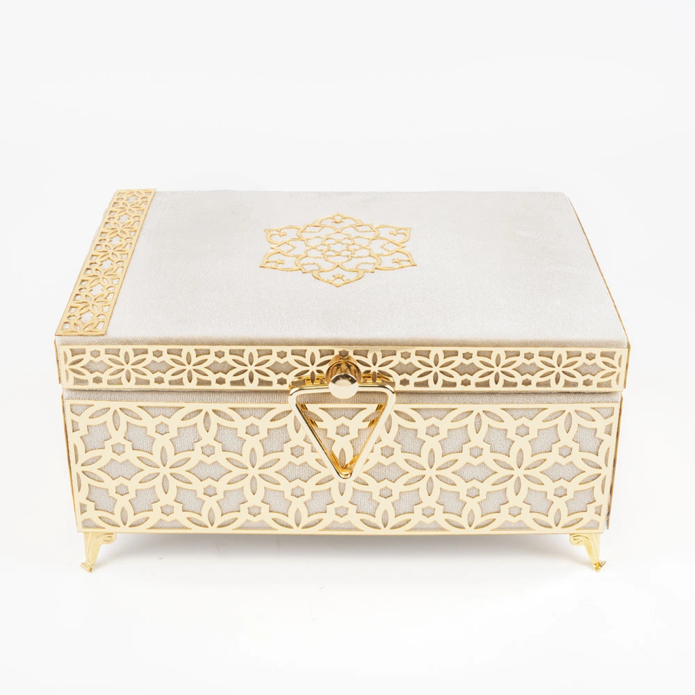 HAYRAT NEŞRİYAT - Kadife Sandık Çeyizlik Kuran Kutusu, Desenli (Vizon, İçi Boş Kutu)