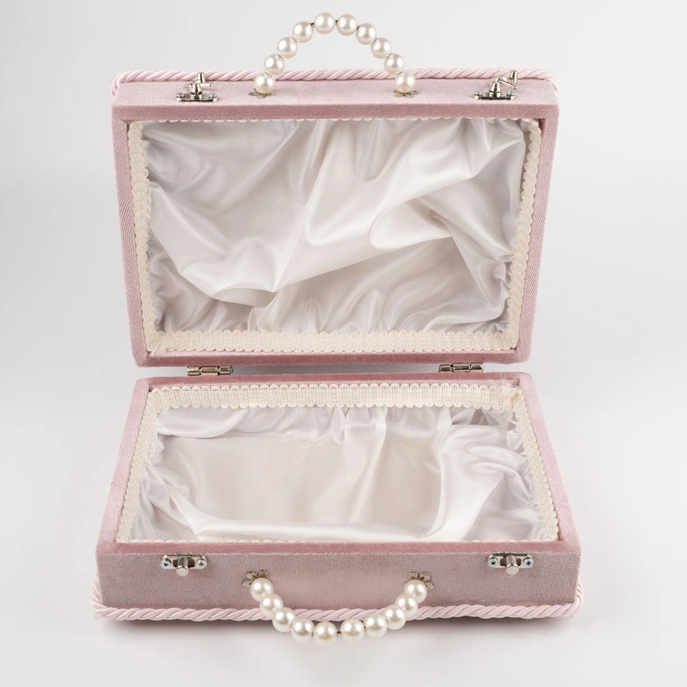 Kadife Sandık Çeyizlik Kuran Kutusu (Pudra Pembe, İçi Boş Kutu) - Thumbnail