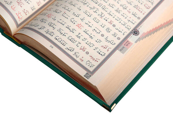 Kadife Kutulu Kur'an-ı Kerim (Cep Boy, Elif-Vavlı, Yeşil)