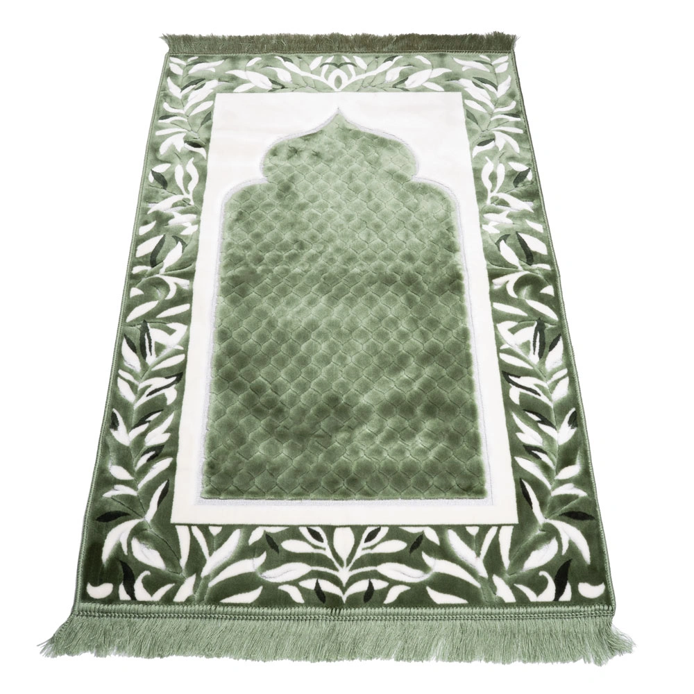 Kadife Seccade (120x70) + Tesbih + Zikirmatik + Ayraç + Çanta Boy Kuran Hediye Seti (Yeşil) - Thumbnail