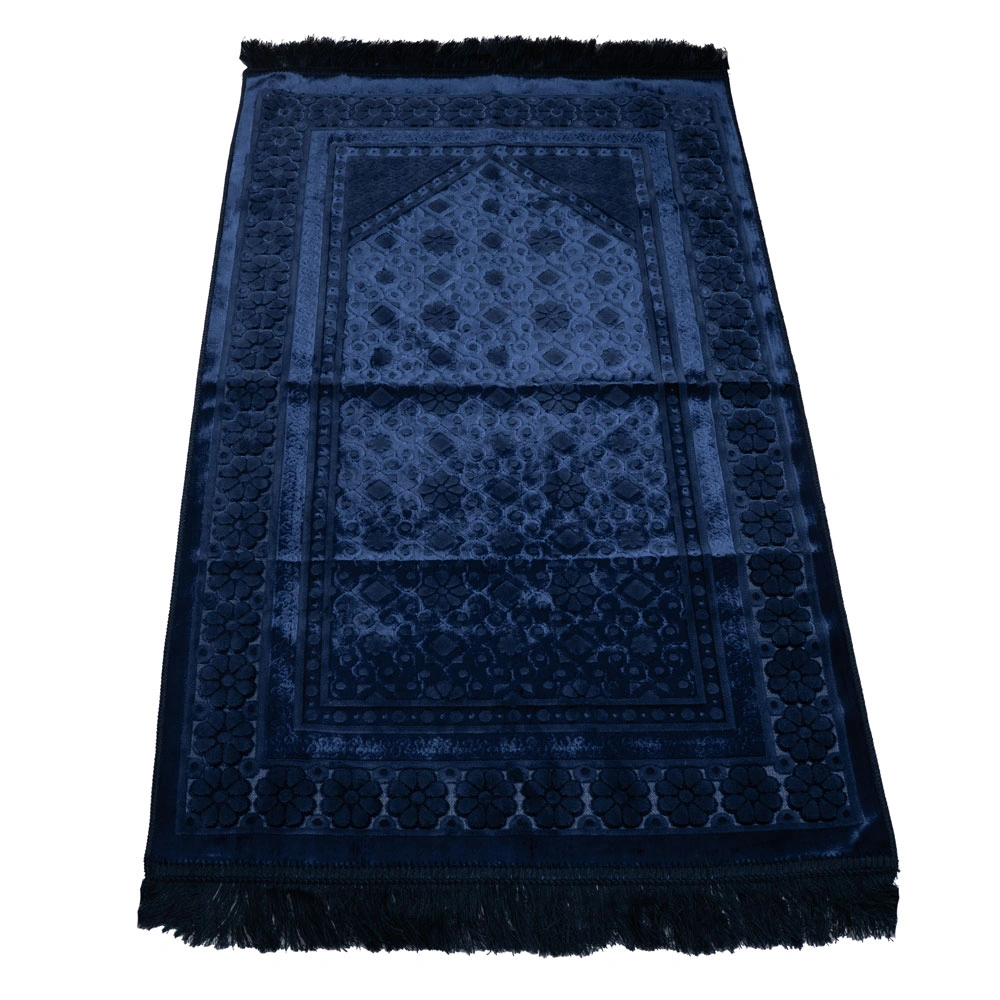 Kadife Seccade (120x70) + Tesbih + Zikirmatik + Ayraç + Hafız Boy Kuran Hediye Seti (Lacivert)