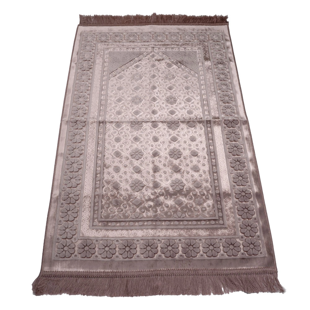 Kadife Seccade (120x70) + Tesbih + Zikirmatik + Ayraç + Hafız Boy Kuran Hediye Seti (Pembe) - Thumbnail