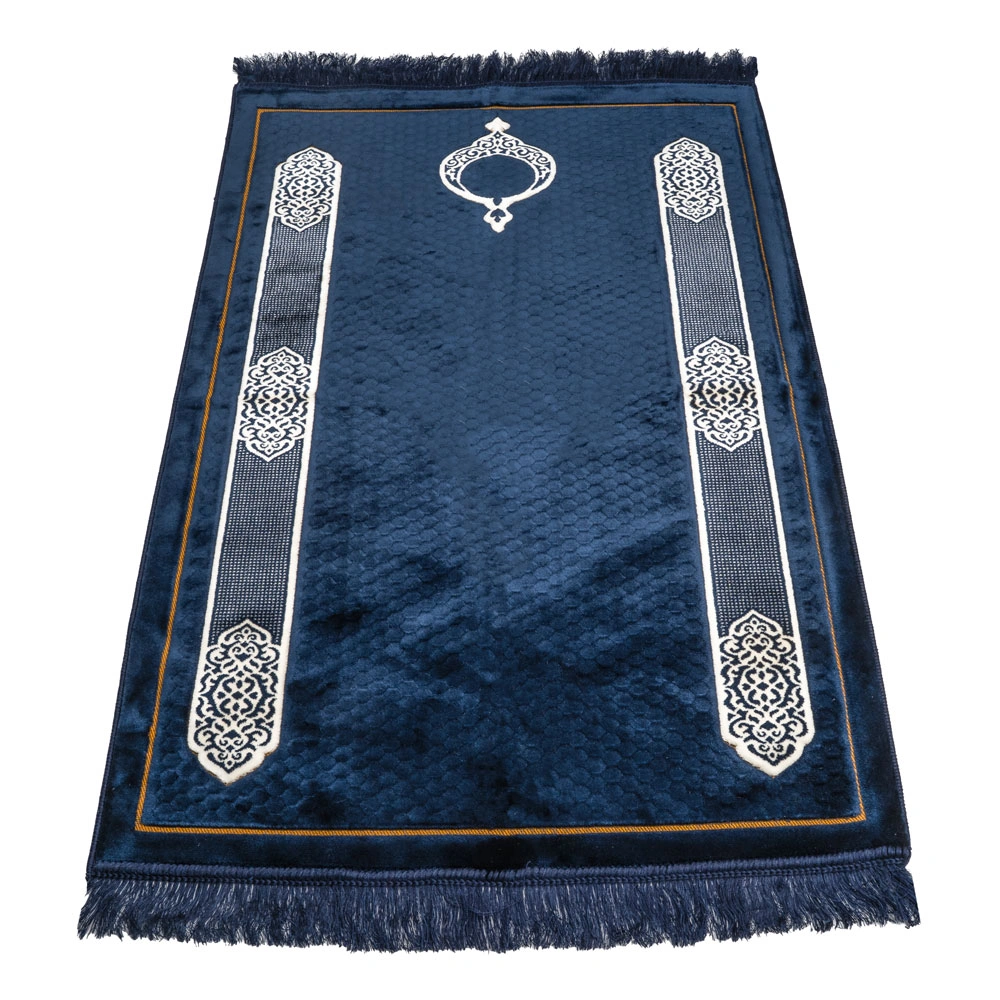Kadife Seccade (120x80) + Tesbih + Zikirmatik + Ayraç + Çanta Boy Kuran Hediye Seti (Lacivert) - Thumbnail