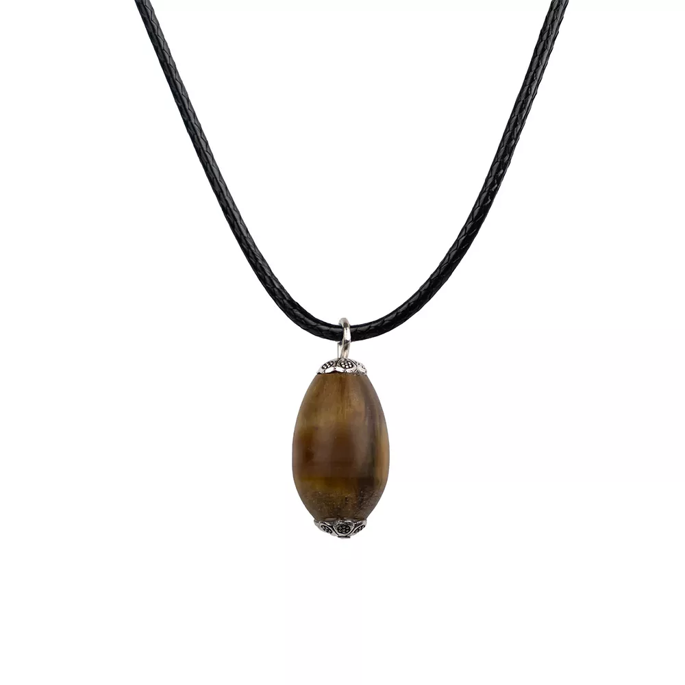 Hakiki Kehribar Doğal Taş Cevşen Kolye - Kahve (Katre Serisi)