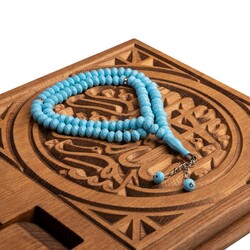 DİĞER - Kristal Rondelalı Tasarım Top Zincir Bebe Mavi Tesbih (99lu - 8mm)