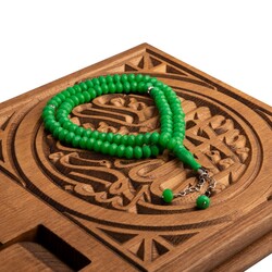 DİĞER - Kristal Rondelalı Tasarım Top Zincir Fıstık Yeşil Tesbih (99lu - 8mm)