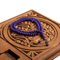 DİĞER - Kristal Rondelalı Tasarım Top Zincir Mor Tesbih (99lu - 8mm)