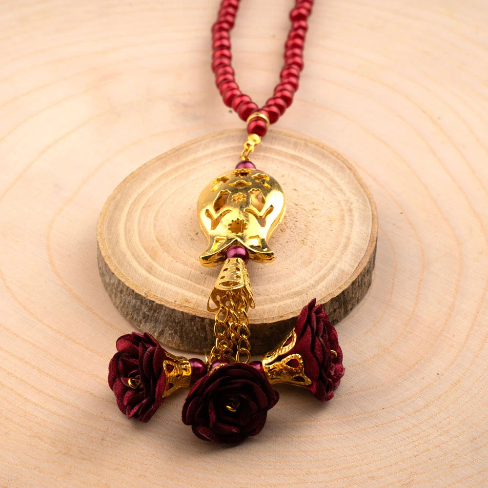 HAYRAT NEŞRİYAT - Laleli Güllü Tesbih Bordo (99lu - 6mm) (1)