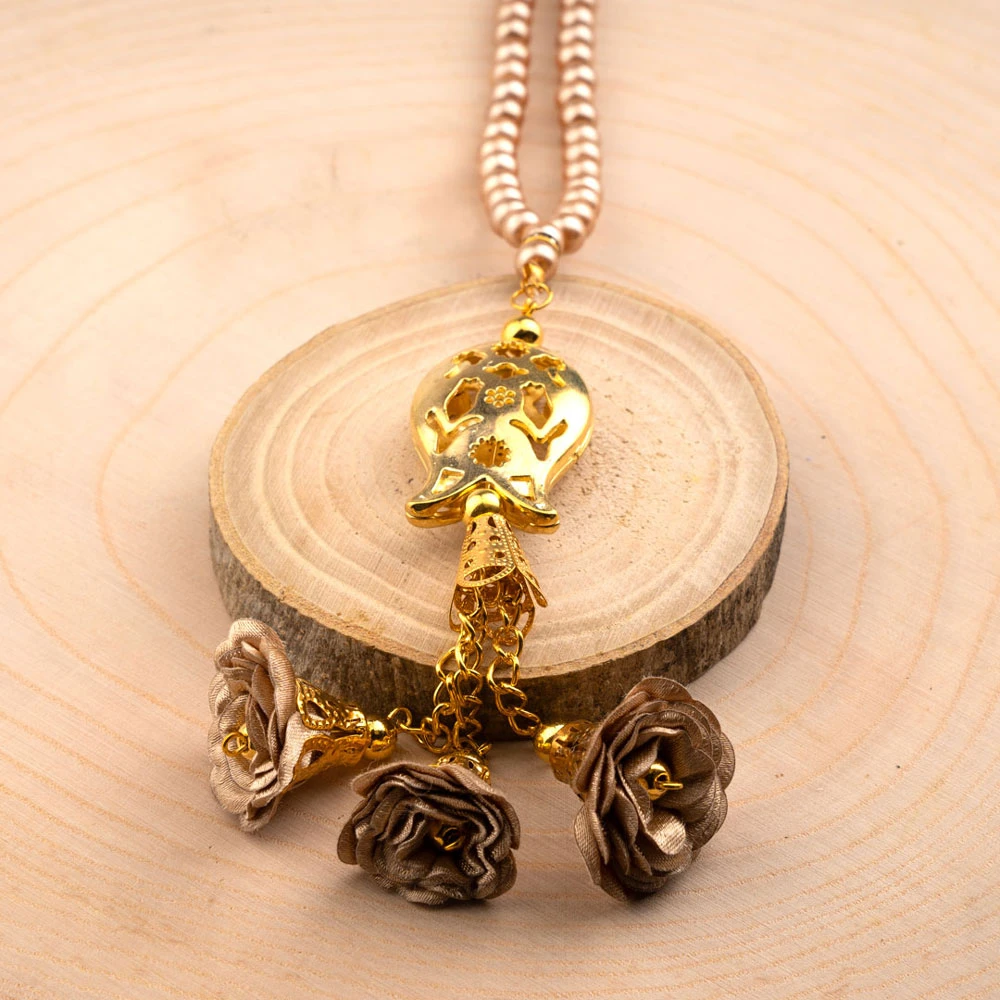 Laleli Güllü Tesbih Gold (99lu - 6mm)