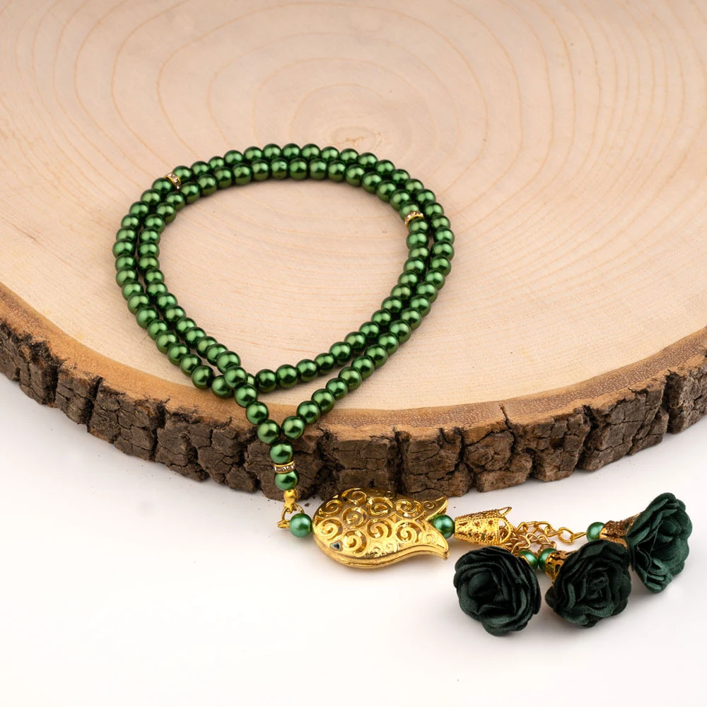 HAYRAT NEŞRİYAT - Laleli Güllü Tesbih Yeşil (99lu - 6mm)