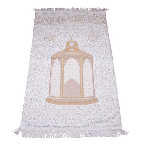 Maqamu Ibrahim Patterned Luxury Salah Mat - Cream