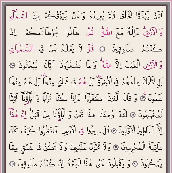 Medium Size Qur'an Al-Kareem (Two-Colour, Pink, Stamped)