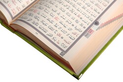 Medium Size Velvet Bound Qur'an Al-Kareem (Green, Embroidered, Gilded, Stamped) - Thumbnail