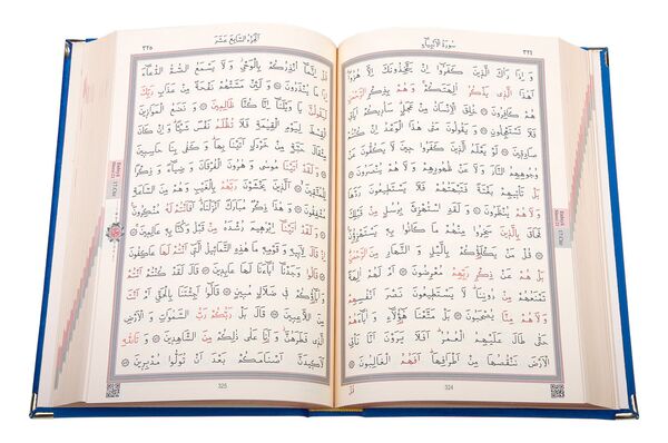 Medium Size Velvet Bound Qur'an Al-Kareem (Navy Blue, Embroidered, Gilded, Stamped)