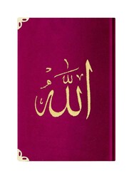 Medium Size Velvet Bound Yasin Juz with Turkish Translation (Pink, Embroidered) - Thumbnail