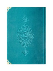 Medium Size Velvet Bound Yasin Juz with Turkish Translation (Turquoise) - Thumbnail