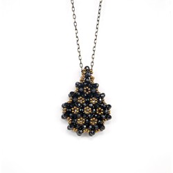 Necklace Jawshan Black (Cristal, Drop) - Thumbnail