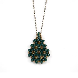Necklace Jawshan Emerald Green (Cristal, Drop) - Thumbnail