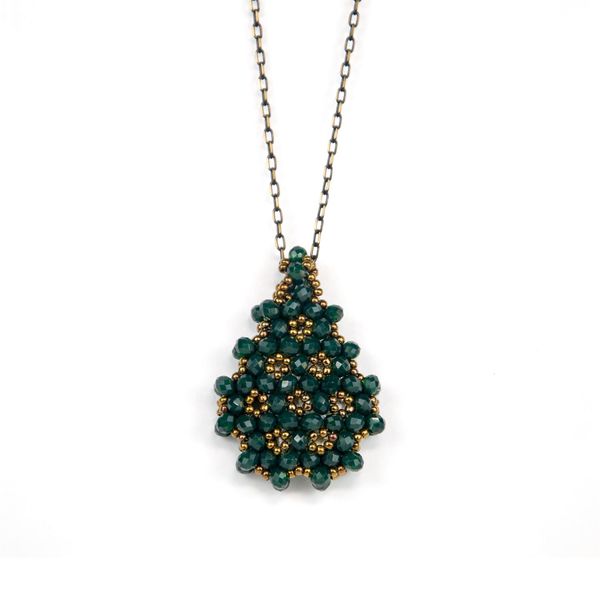 Necklace Jawshan Emerald Green (Cristal, Drop)