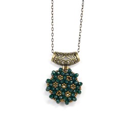 Necklace Jawshan Emerald Green (Cristal, Round) - Thumbnail
