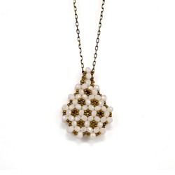 Necklace Jawshan White (Cristal, Drop) - Thumbnail