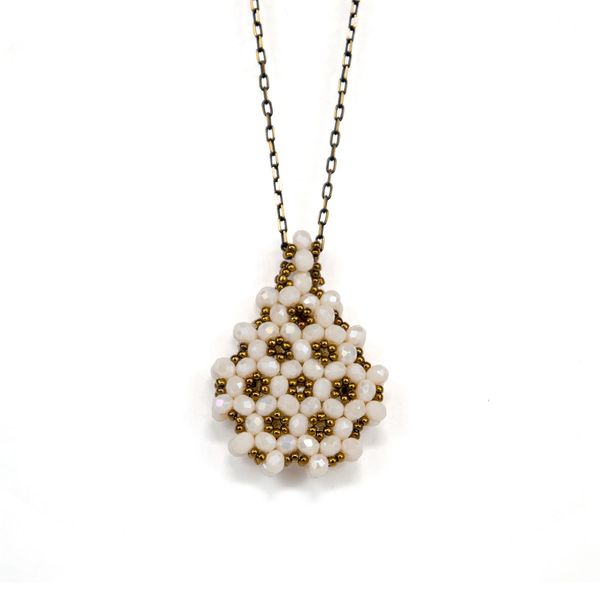 Necklace Jawshan White (Cristal, Drop)