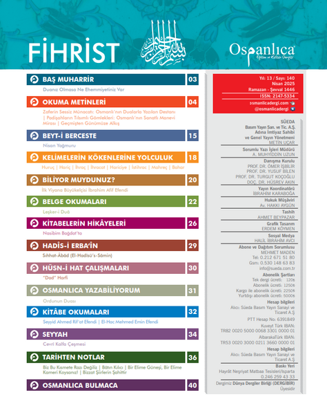 Nisan 2025 Osmanlıca Dergisi