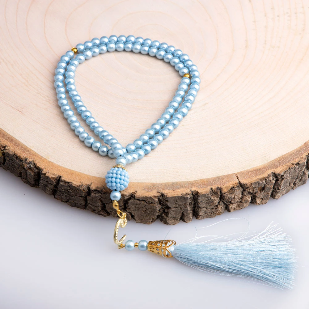 Pearl Salah Beads Baby Blue 99 beads 6 mm - Shahzada