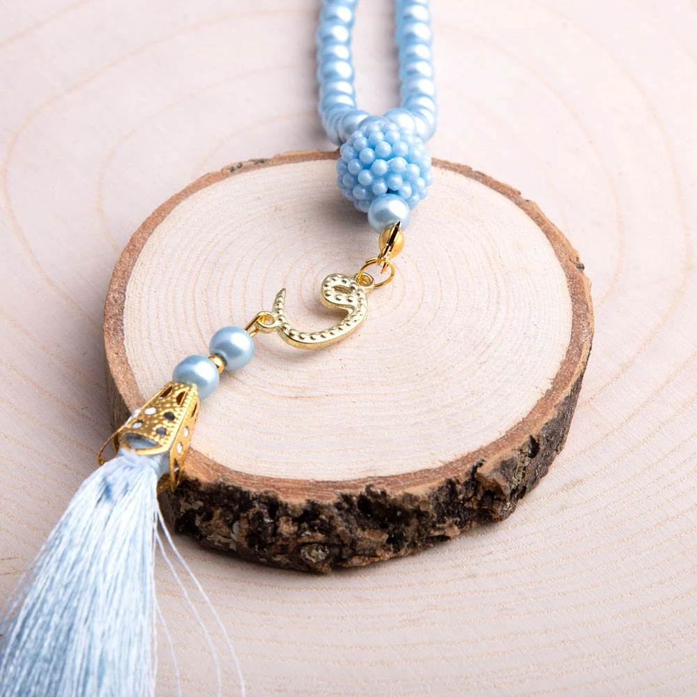 Pearl Salah Beads Baby Blue 99 beads 6 mm - Shahzada - Thumbnail