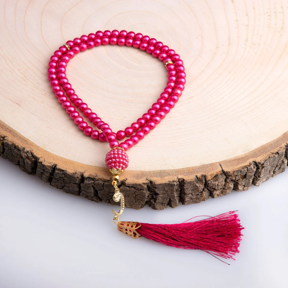 Pearl Salah Beads Fuchsia Pink 6 mm.