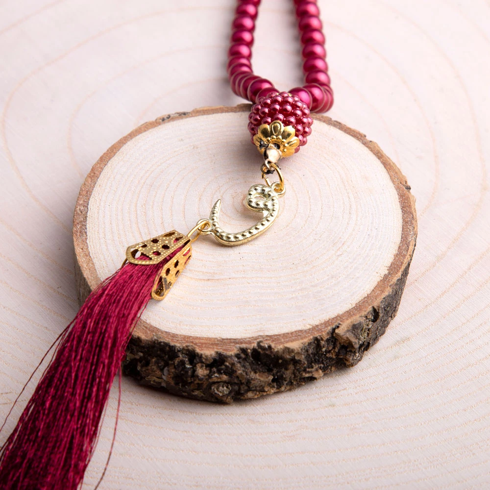 Pearl Salah Beads Maroon (99beads) 6 mm.  Shahzada - Thumbnail