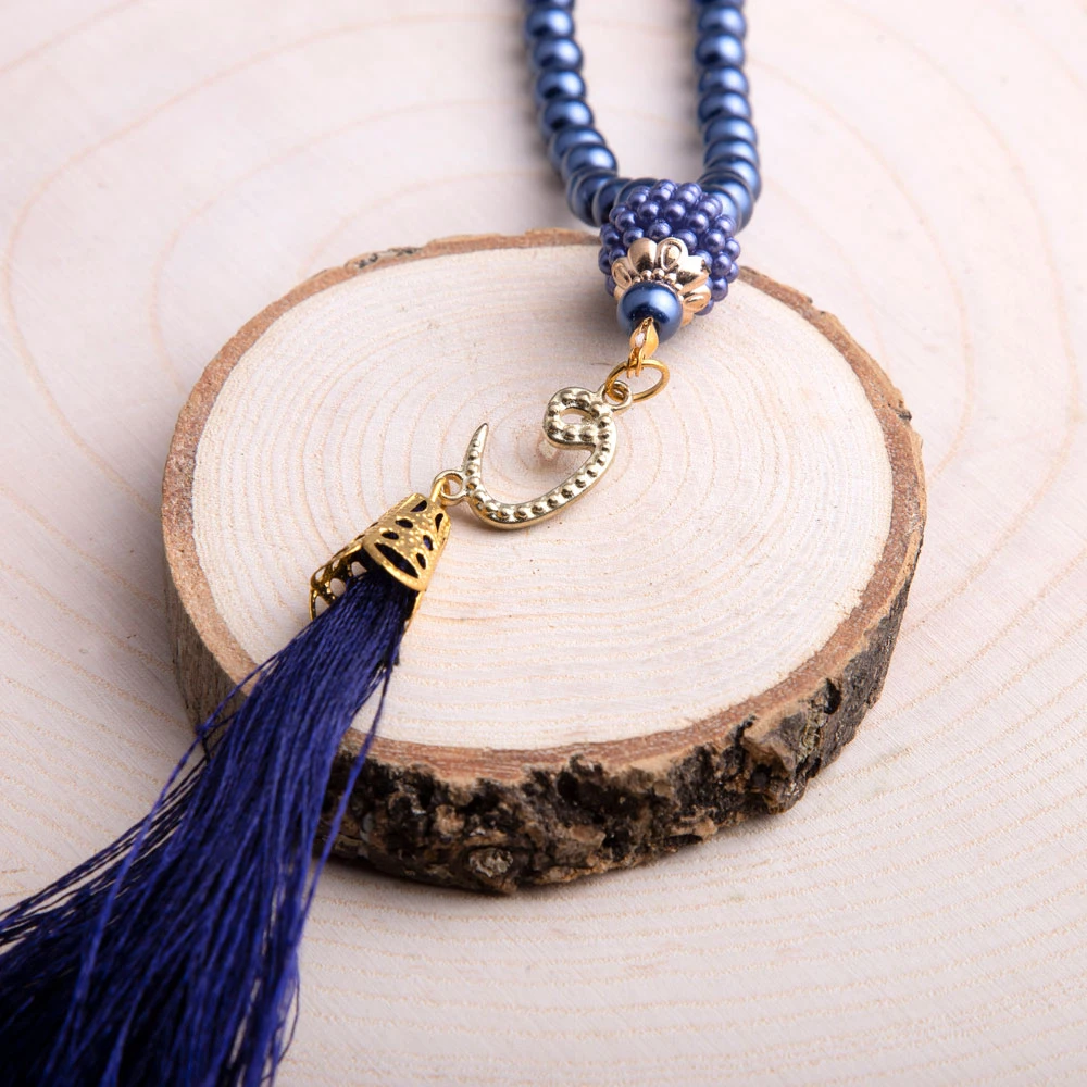 Pearl Salah Beads Navy Blue (99beads) 6 mm.  Shahzada