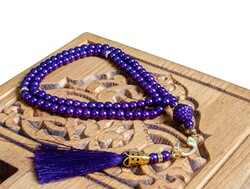 Pearl Salah Beads Purple (99beads) 6 mm.  Shahzada - Thumbnail