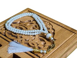 Pearl Salah Beads White (99beads) 6 mm.  Shahzada - Thumbnail