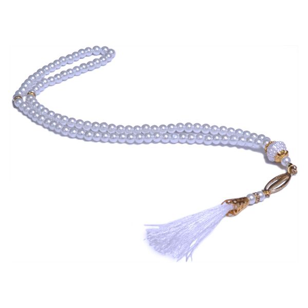 Pearl Salah Beads White (99beads) 6 mm.  Shahzada