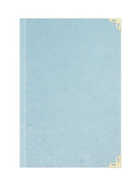 Pocket Size Suede Bound Yasin Juz with Turkish Translation (Baby Blue, Alif-Waw Front Cover)