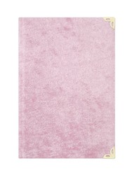 Pocket Size Suede Bound Yasin Juz with Turkish Translation (Baby Pink, Alif-Waw Front Cover) - Thumbnail
