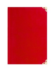 Pocket Size Suede Bound Yasin Juz with Turkish Translation (Red, Alif-Waw Front Cover, Two-Colour) - Thumbnail
