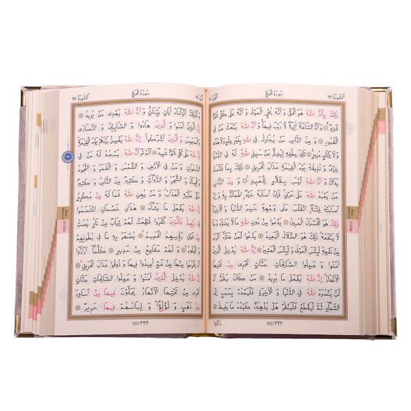 Pocket Size Velvet Bound Qur'an Al-Kareem (Powder Pink, Alif-Waw Front Cover, Gilded, Stamped)