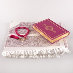 Prayer Mat + Salah Beads + Quran Gift Set (Hafiz Size, Fuchsia Pink) - Thumbnail