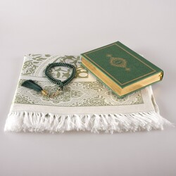 Prayer Mat + Salah Beads + Quran Gift Set (Hafiz Size, Green) - Thumbnail