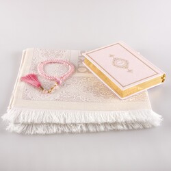 Prayer Mat + Salah Beads + Quran Gift Set (Hafiz Size, Powder Pink) - Thumbnail